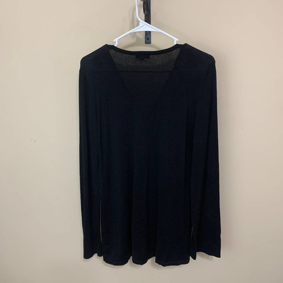 Cache Black Silky V-Neck Knit Top with White Embroidery - Picture 6 of 6
